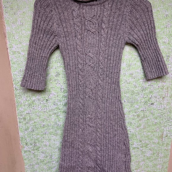 Women's Bodycon Old Navy Wool Gray Dress Turtle Neck Knitted X-SmallSweaterDress - Picture 1 of 4